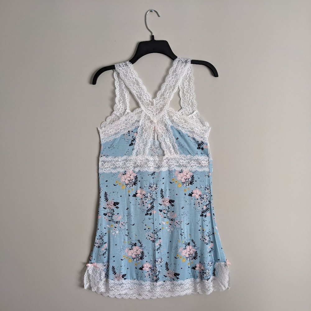 Honeydew Intimates Ahna Chemise Keyhole Lace Back Mint Tea Floral M - Picture 8 of 12